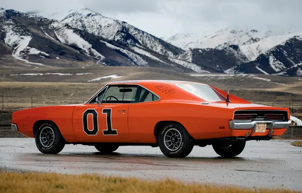 Picture orange, Dodge, 1969, Dodge, muscle car, rear view, Charger, the charger