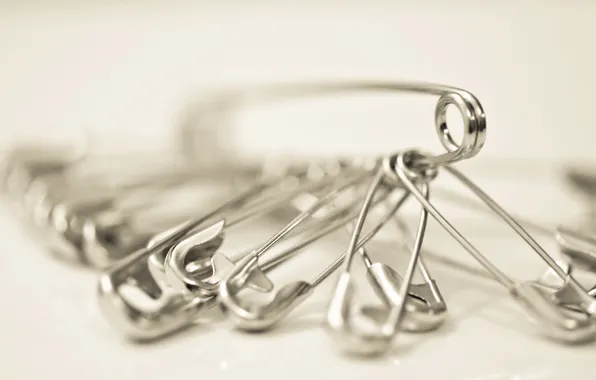 White, Silver, Macro, Safety Pin, Pins