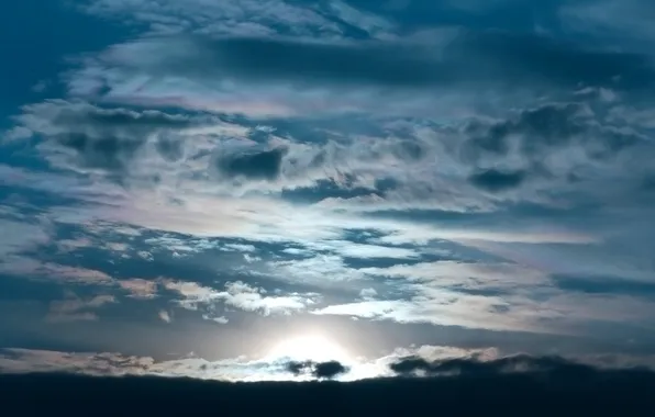 The sun, clouds, sunset