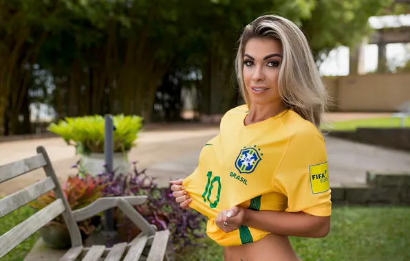 Smile, fifa, look, blonde, brazil, shirt, brazilian woman, The Partnership