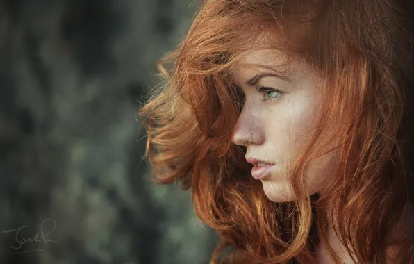 Girl, face, model, hair, profile, red, girl, photographer