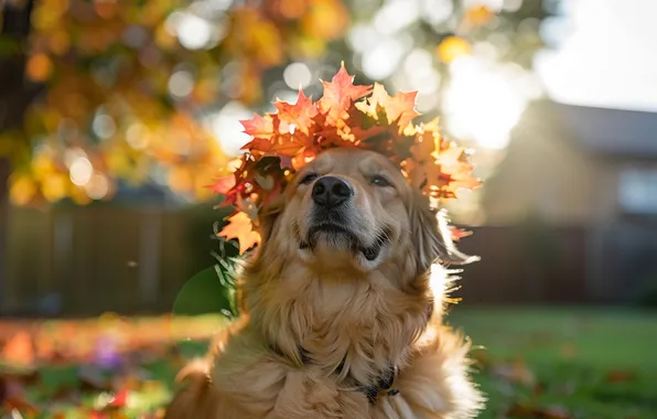 Autumn, look, the sun, light, house, Park, glade, the fence