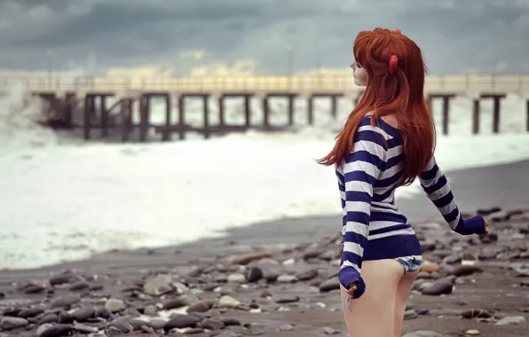 Sea, beach, pierce, redhead, devuschka