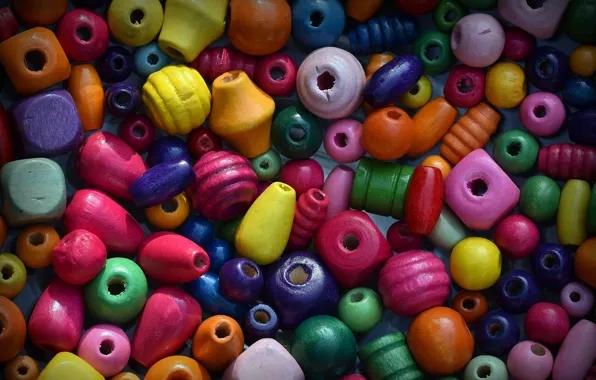 Colored, beads, wooden