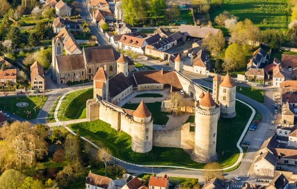 Landscape, castle, wall, France, tower, home, Chateau, Blandy-Les-Tours