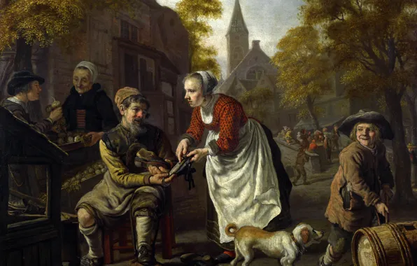 Picture people, picture, genre, Rural Scene with a Cobbler, Jan Victors