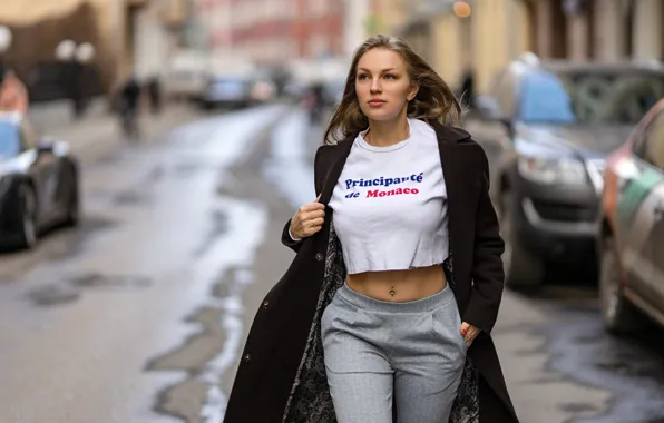 Road, machine, the city, pose, street, model, portrait, makeup