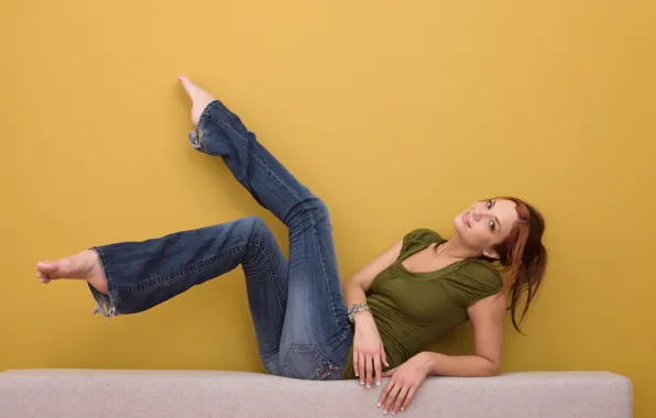 Jayden Cole, Model, Smile, Redhead, Jeans