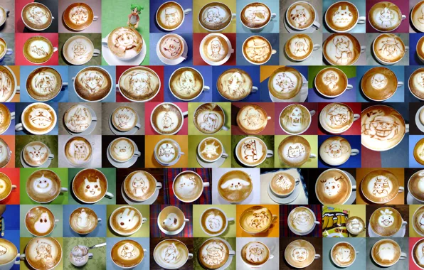 Coffee, drawings, Cup, latte art, coffee-art