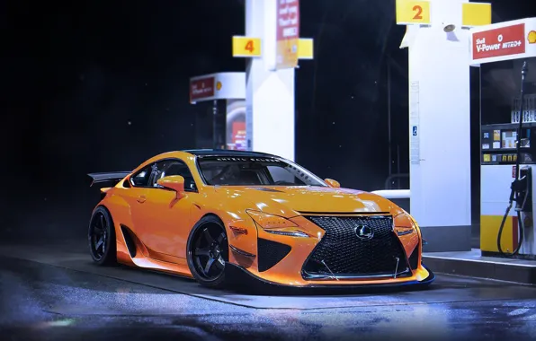 Picture Lexus, Car, Yellow, Tuning, Future, Sport, by Khyzyl Saleem, RCF-A, Gas Station