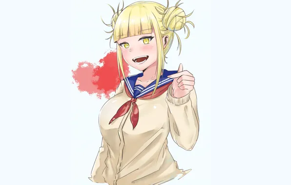 Girl, blue background, My hero Academy, My Hero Academia, Boku No Hero Academy, Toga Himiko, …