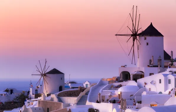Greece, mill, Santorini, Oia, Greece, Aegean, windmills