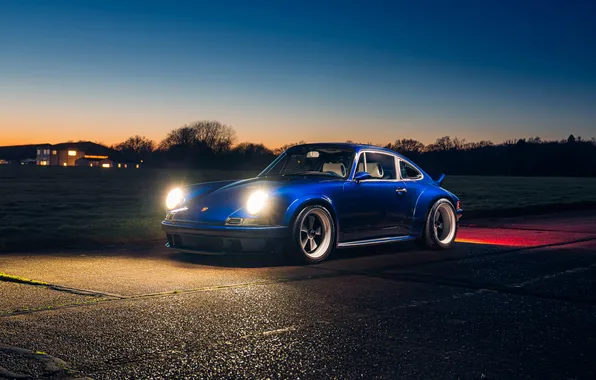 Porsche, sunset, singer, dls