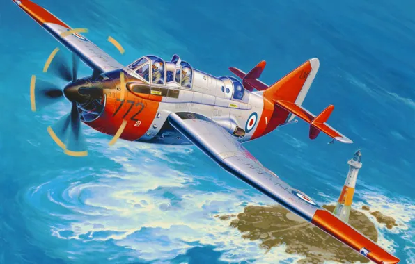 Art, airplane, painting, aviation, Fairey GANNET T. 5