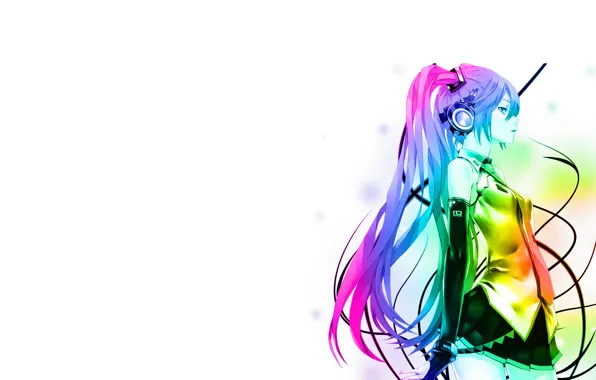 Girl, anime, headphones, art, Hatsune Miku, Vocaloid, Vocaloid