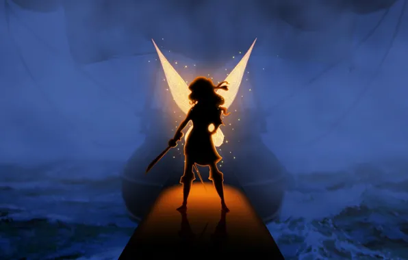 Picture light, ship, wings, fairy, Disney, sword, Disney, The Pirate Fairy