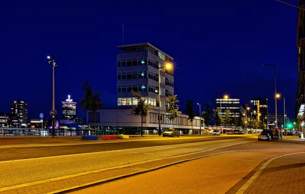 Road, night, lights, home, Amsterdam, lights, Netherlands