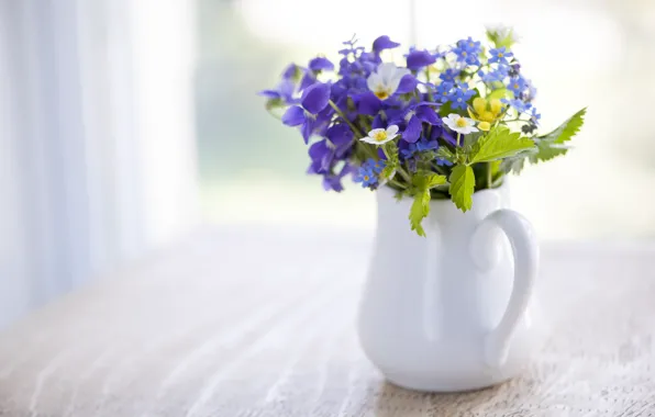 Summer, flowers, table, vase