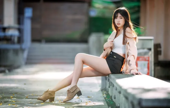 Picture girl, street, Asian