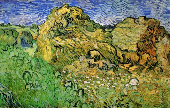 Picture Vincent van Gogh, Field with, Wheat Stacks