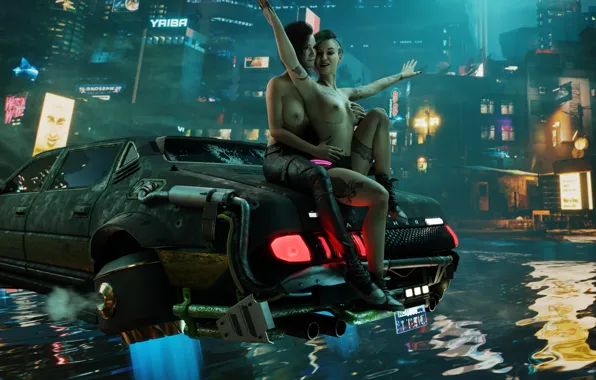 Love, girls, naked, Cyberpunk 2077, Cyberpunk 2077, V, Judy Alvarez, Judy Alvarez