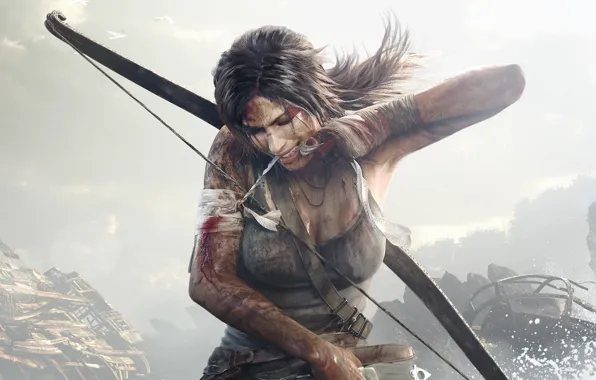 Girl, bow, tomb, Lara, bro