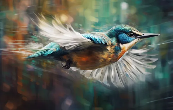 Look, flight, movement, bird, blur, white background, bird, painting