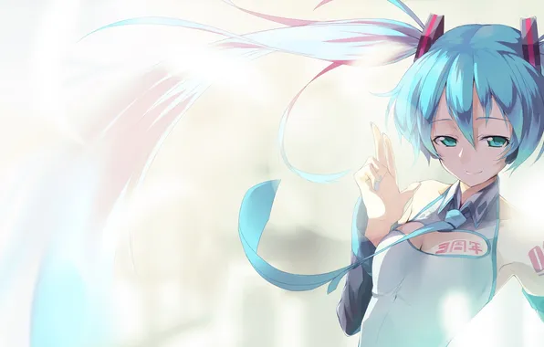 Girl, the inscription, art, characters, tattoo, vocaloid, Vocaloid, miku append