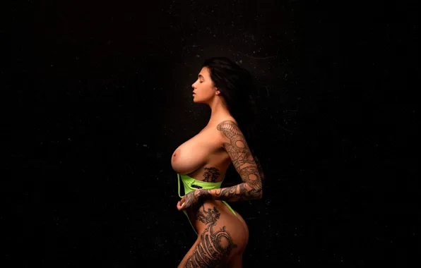 Chest, pose, model, body, makeup, figure, brunette, tattoo