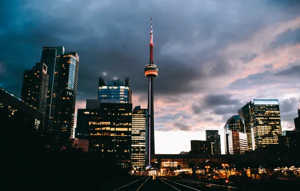 The city, lights, the evening, Canada, Toronto