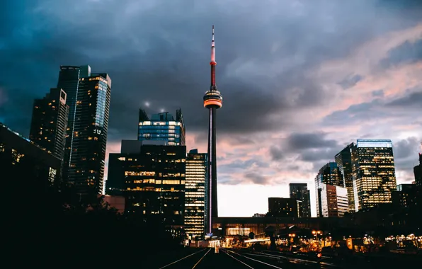 Picture the city, lights, the evening, Canada, Toronto