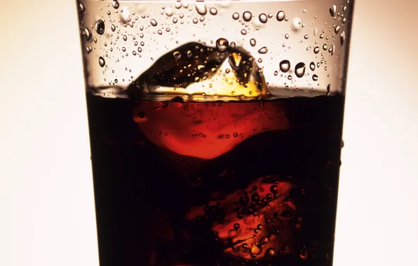 Drops, ice, Glass, drink, coca-cola, soda