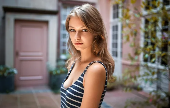 Look, house, Windows, the door, digital art, photorealism, digital art, beautiful brown-haired