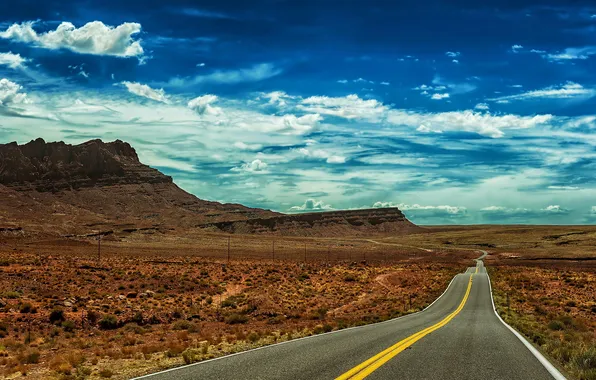 Road, the sky, landscape