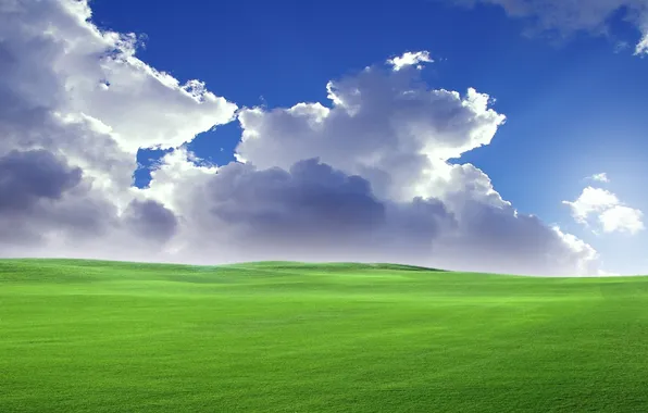 The sky, clouds, hills, meadow