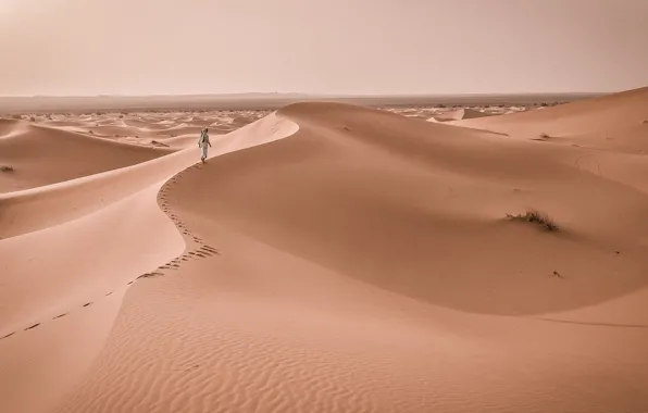 Sand, people, dunes, Yellow, Sand, Desert, Dunes, Gobi