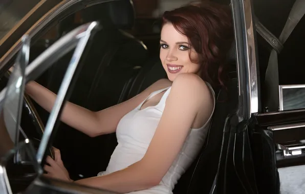 Auto, white, look, model, Mike, hairstyle, brown hair, driving