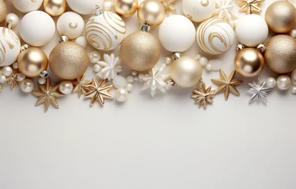 Balls, Christmas, New year, gold plated, gold, Christmas decorations, AI art, neural network