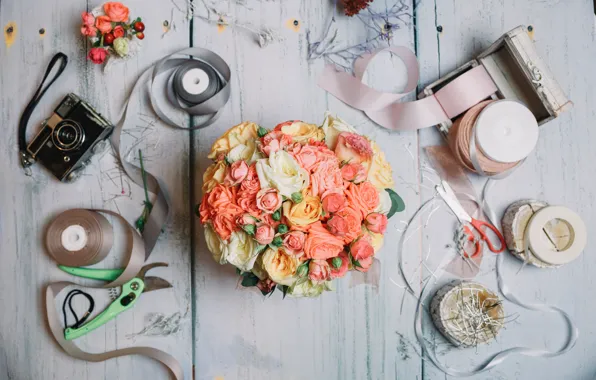 Wallpaper flowers, wedding, bouquet, roses, V.Ivash
