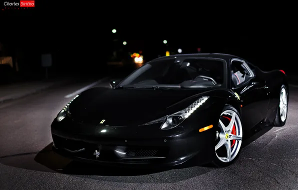 Machine, auto, black, Ferrari 458 Italia