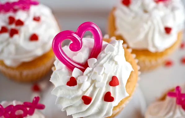 Picture heart, sweets, decoration, cake, cream, dessert, cupcake