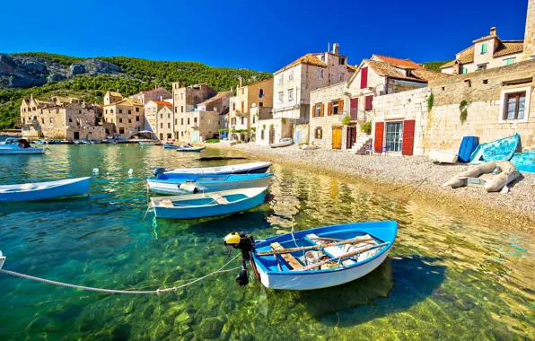 Sea, boats, Croatia, Jadran, the island of Vis, mediterranean architecture, the old fishing town of …