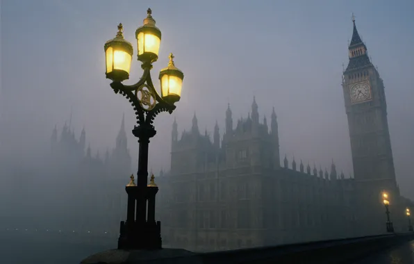 Bridge, fog, London, tower
