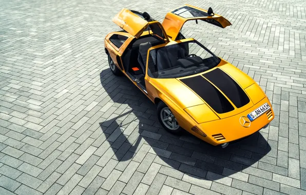 Picture Mercedes-Benz, pavers, yellow, doors gull wing, C111 Prototype