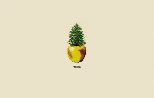 Apple, minimalism, pineapple, pine