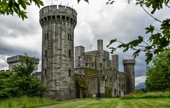 Picture the sky, trees, clouds, overcast, Wales, Wales, Penrhyn Castle, Penrhyn Castle