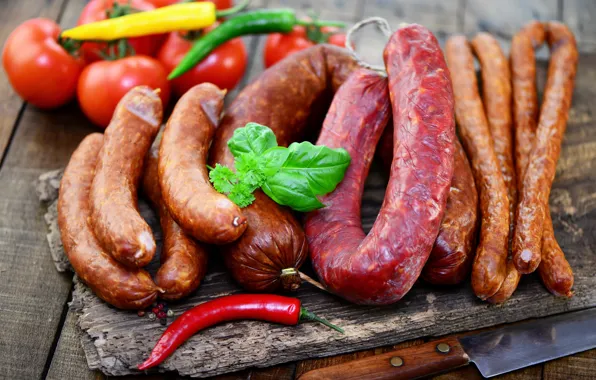 Pepper, vegetables, tomatoes, sausage, peppers, tomatoes, meat, vegetables
