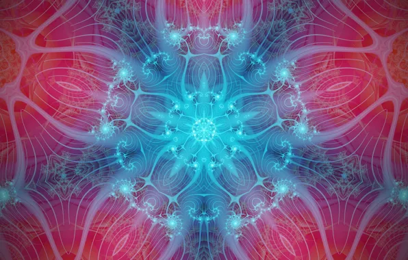 Line, abstraction, background, pink, blue, pattern, star, fractal