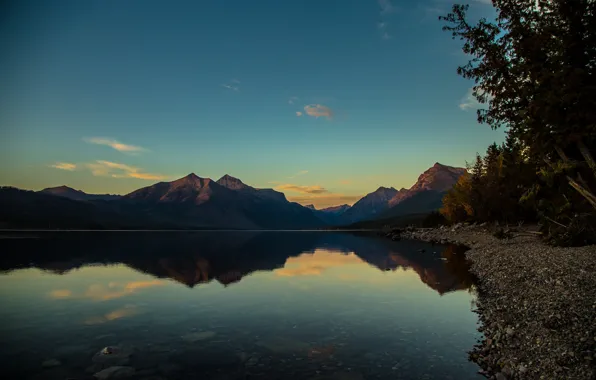 Picture the sky, mountains, lake, reflection