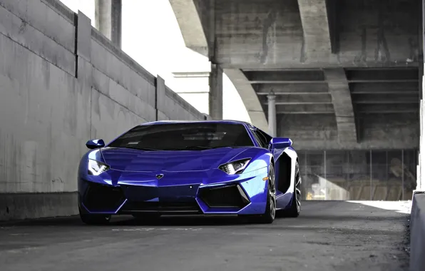 Picture blue, lamborghini, blue, aventador, lp700-4, Lamborghini, aventador, running lights